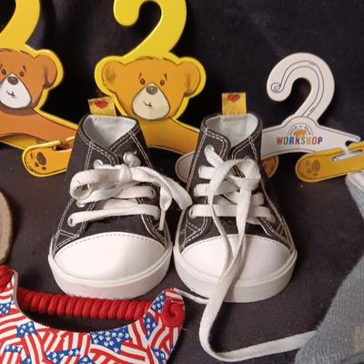 BUILD-A-BEAR CLOTHES, HATS, SHOES AND HANGERS