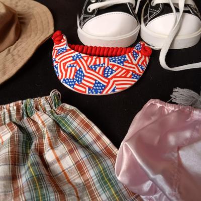 BUILD-A-BEAR CLOTHES, HATS, SHOES AND HANGERS