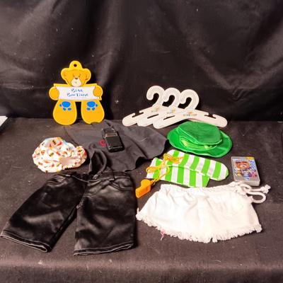 BUILD-A-BEAR CLOTHES, HAT, HANGERS AND STICKERS