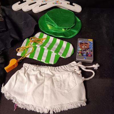BUILD-A-BEAR CLOTHES, HAT, HANGERS AND STICKERS