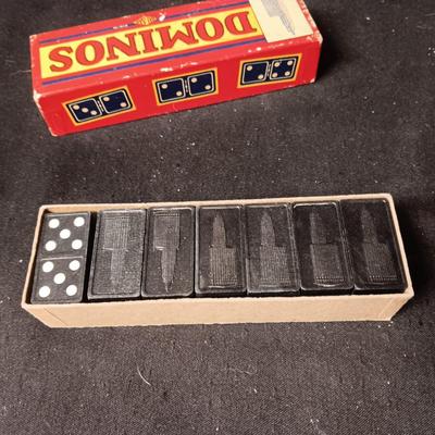 VINTAGE WOODEN CHECKERS AND DOMINOES