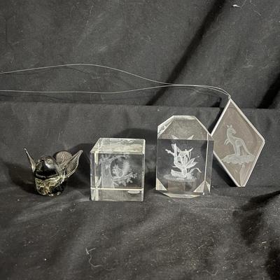 3D Etched Glass Block Hummingbird, Squirrel & More (DR-MG)