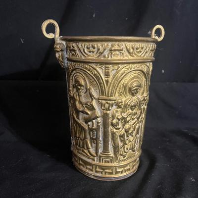 Brass Holy Water Vessel & Hammered Brass Pot (DR-MG)
