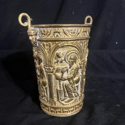 Brass Holy Water Vessel & Hammered Brass Pot (DR-MG)