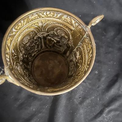 Brass Holy Water Vessel & Hammered Brass Pot (DR-MG)