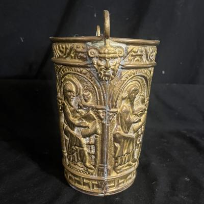 Brass Holy Water Vessel & Hammered Brass Pot (DR-MG)
