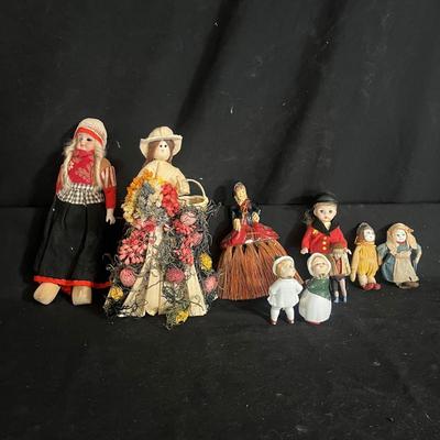 Two Bisque Dolls, Scotsman Clothes Brush & More Dolls (DR-MG)