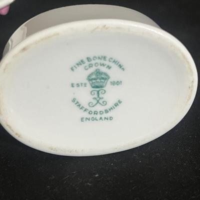 Dresden Pierced Floral Footed Compote Co & Three Small Ceramic Boxes (DR-MG)