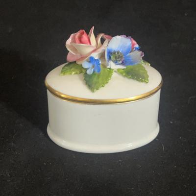 Dresden Pierced Floral Footed Compote Co & Three Small Ceramic Boxes (DR-MG)