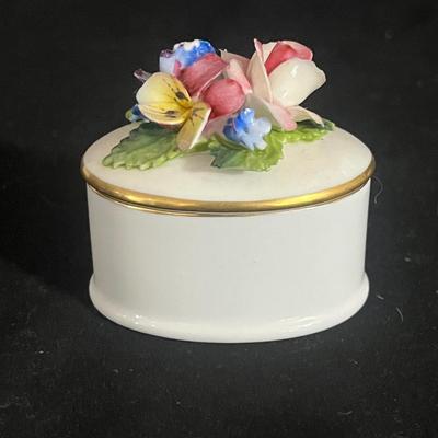 Dresden Pierced Floral Footed Compote Co & Three Small Ceramic Boxes (DR-MG)
