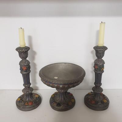 Matching Decorative Candlesticks and Bowl (DR-KD)