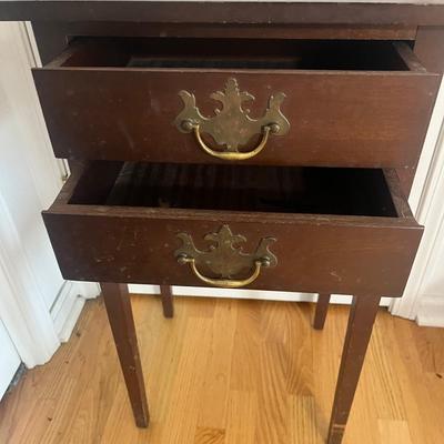 Two Dovetailed Drawer Wooden Side Table (DR-MG)