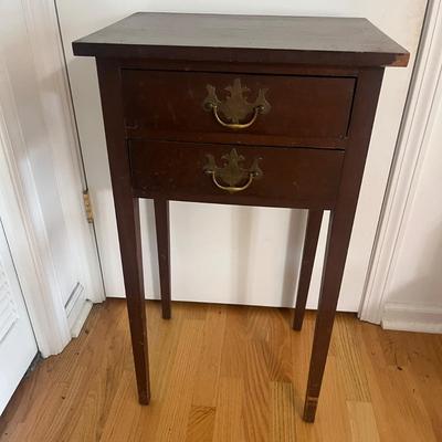 Two Dovetailed Drawer Wooden Side Table (DR-MG)