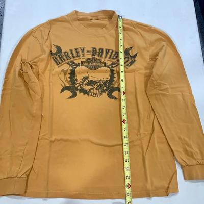 Harley-Davidson Long Sleeve Biker Tee Shirt With Skull