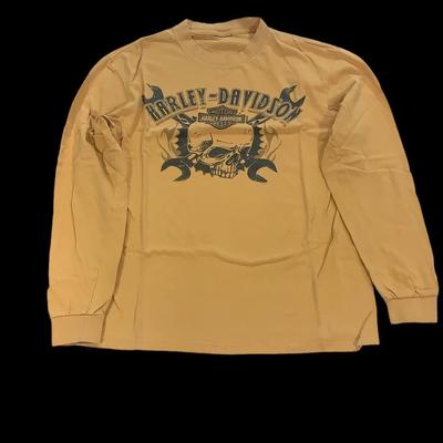 Harley-Davidson Long Sleeve Biker Tee Shirt With Skull
