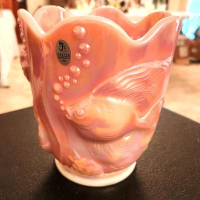 Lot #176 Fenton Art Glass Atlantis Vase - Koi Fish Design