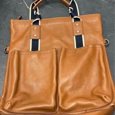 Coach Heritage Web Leather Foldover Tote