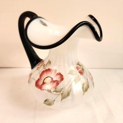 Lot #180 Fenton Art Glass Pitcher - Ebony Crest