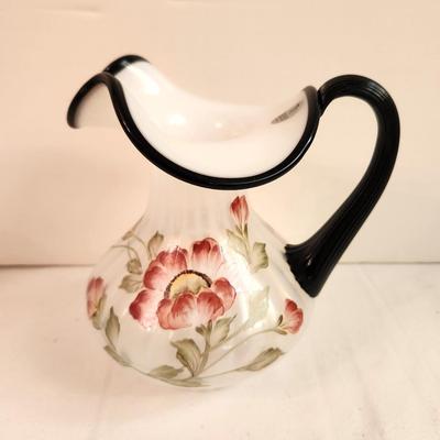 Lot #180 Fenton Art Glass Pitcher - Ebony Crest