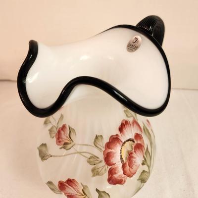 Lot #180 Fenton Art Glass Pitcher - Ebony Crest