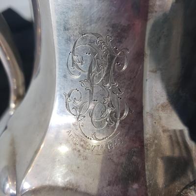 Sterling Silver Engraved Platter, Pitcher and Decorative Bowl (LR-KD)