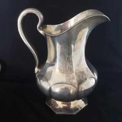 Sterling Silver Engraved Platter, Pitcher and Decorative Bowl (LR-KD)
