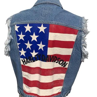 Harley-Davidson Denim Jacket, Large Flag - Size M