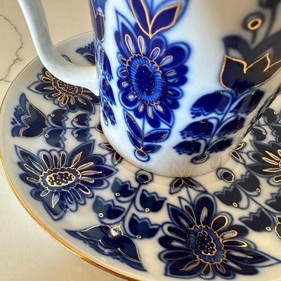 Russian blue field cup and saucer