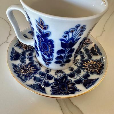 Russian blue field cup and saucer