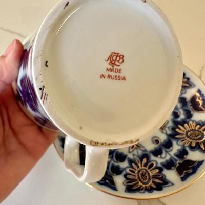 Russian blue field cup and saucer