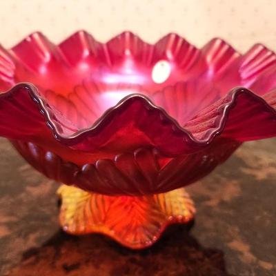 Lot #188 Fenton Art Glass Ruffled Ruby Red Bowl