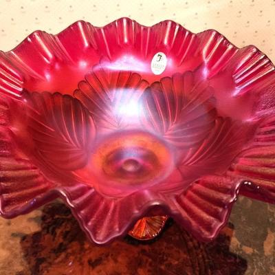 Lot #188 Fenton Art Glass Ruffled Ruby Red Bowl
