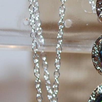 Iridescent JEWELRY SET Includes Earrings (2¼" x ¾") with English Lock & PENDANT ( ¾" x½" ) on a Silver Tone...