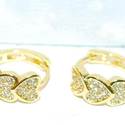 3 Glittery Hearts Earrings (¾" x ¼") with French Style Clasp