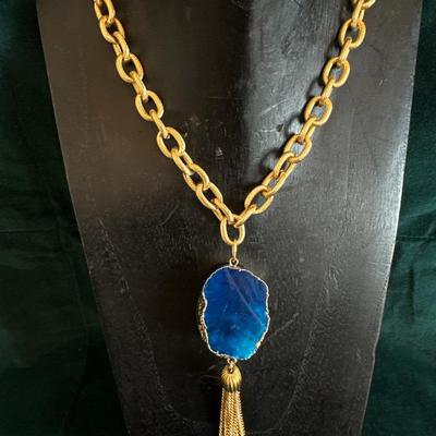 Susan Shaw Druzy Necklace blue