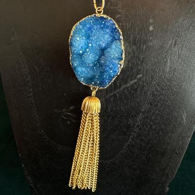 Susan Shaw Druzy Necklace blue