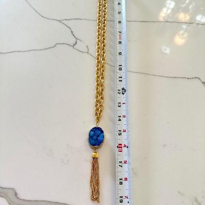 Susan Shaw Druzy Necklace blue