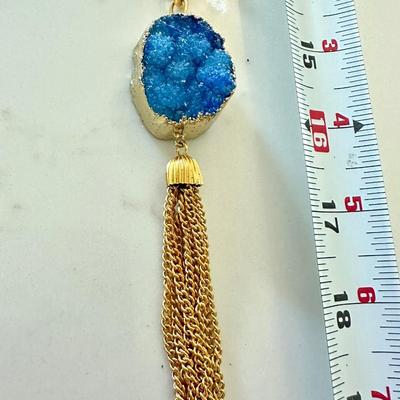 Susan Shaw Druzy Necklace blue