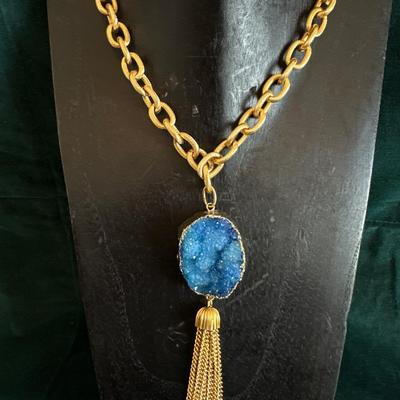 Susan Shaw Druzy Necklace blue