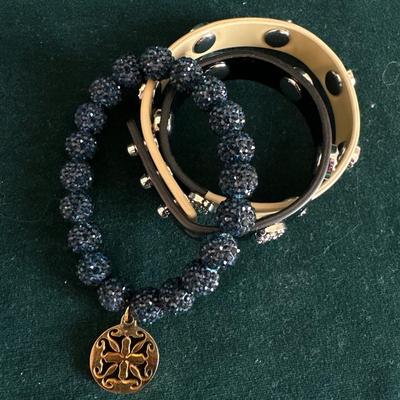 2 Rustic Cuff Bracelets (1 double wrap and one navy Emerson)