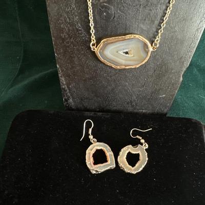 Geode Necklace and earrings