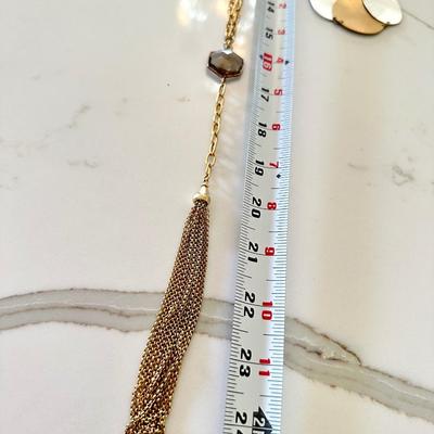 2 Necklaces Modern Gold Tone & Silver Tone - Tiered & Pendant Long Drop