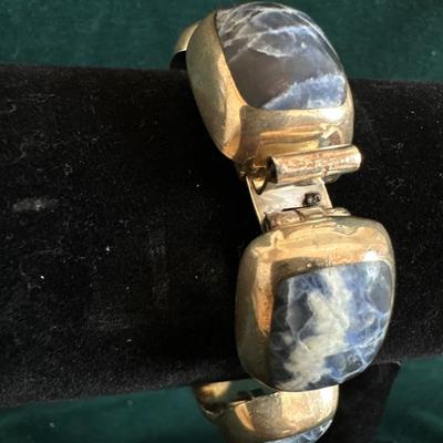 Sterling & Sodalite Bracelet Made in Mexico Stamp
