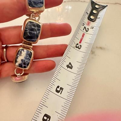 Sterling & Sodalite Bracelet Made in Mexico Stamp