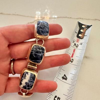 Sterling & Sodalite Bracelet Made in Mexico Stamp