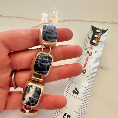 Sterling & Sodalite Bracelet Made in Mexico Stamp