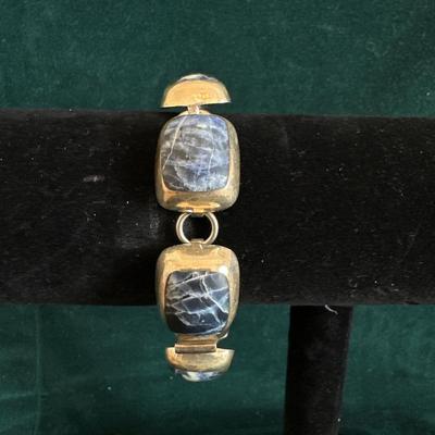 Sterling & Sodalite Bracelet Made in Mexico Stamp