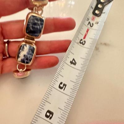 Sterling & Sodalite Bracelet Made in Mexico Stamp