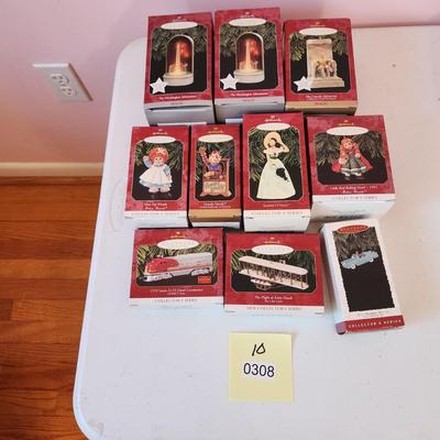 Lot of 10 Hallmark Keepsake Christmas Tree ornaments Train Airplane +++