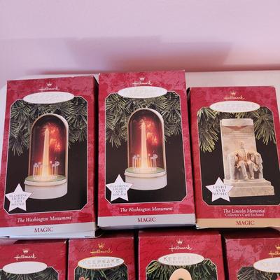 Lot of 10 Hallmark Keepsake Christmas Tree ornaments Train Airplane +++